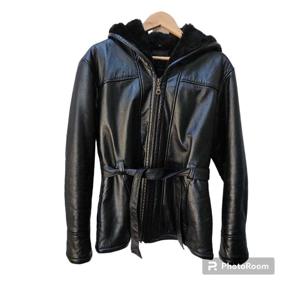 Vintage Wilson's Leather Women's Hooded Jacket Black Size Medium